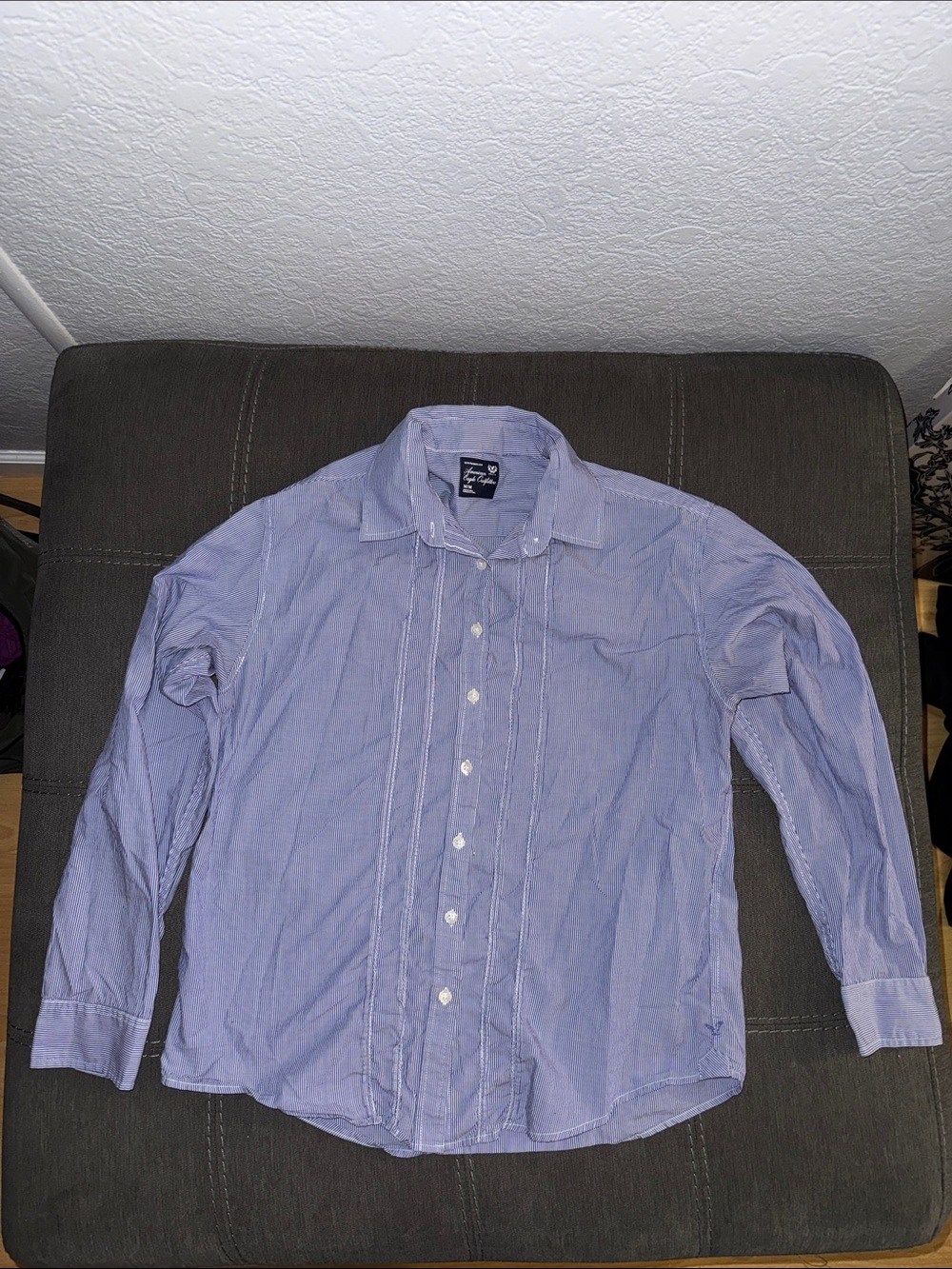 American Eagle Outfitters Light Blue Long-Sleeve Button-Up Shirt